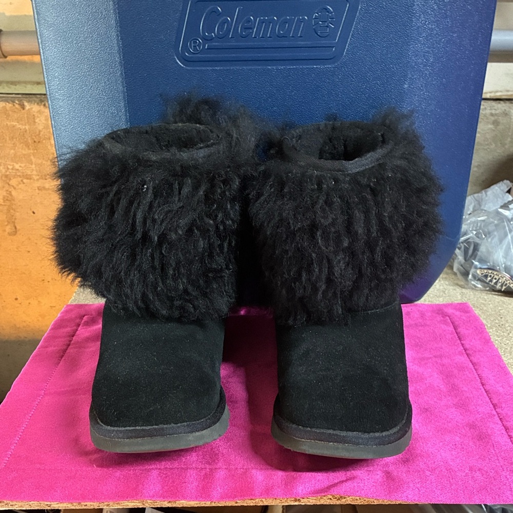 UGG Mongolian Black Fur-Lined Footwear